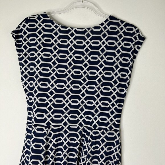 Superfoxx Faux Wrap Jersey Dress Womens Size Small Navy Geometric - Picture 9 of 9